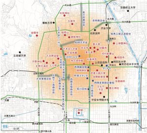 西陣を中心とした地域の範囲のイメージ